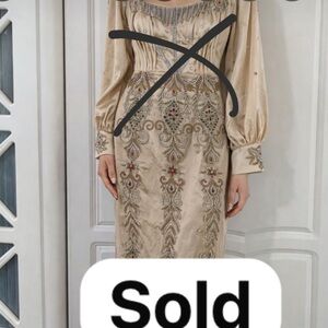 Elegant Embroidered Cream Dress